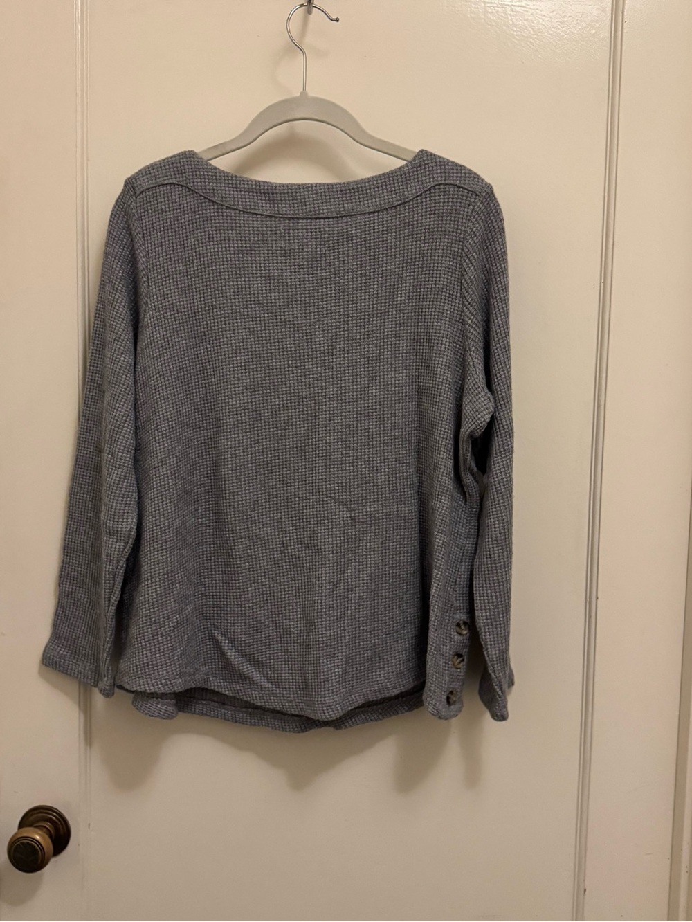 croft & barrow Heather Gray Waffle Knit Long Sleeve Top